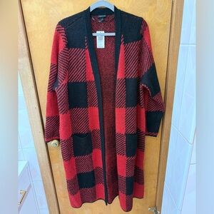 Torrid Red and Black Plaid Sweater